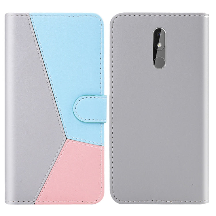 For Nokia 3.2 Tricolor Stitching Horizontal Flip TPU + PU Leather Case with Holder & Card Slots & Wallet