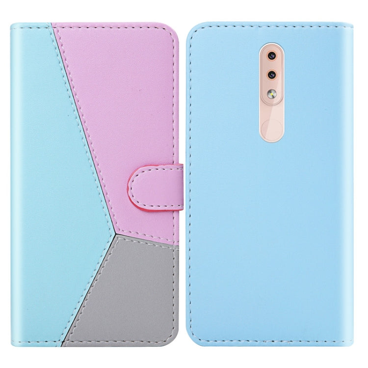 For Nokia 4.2 Tricolor Stitching Horizontal Flip TPU + PU Leather Case with Holder & Card Slots & Wallet