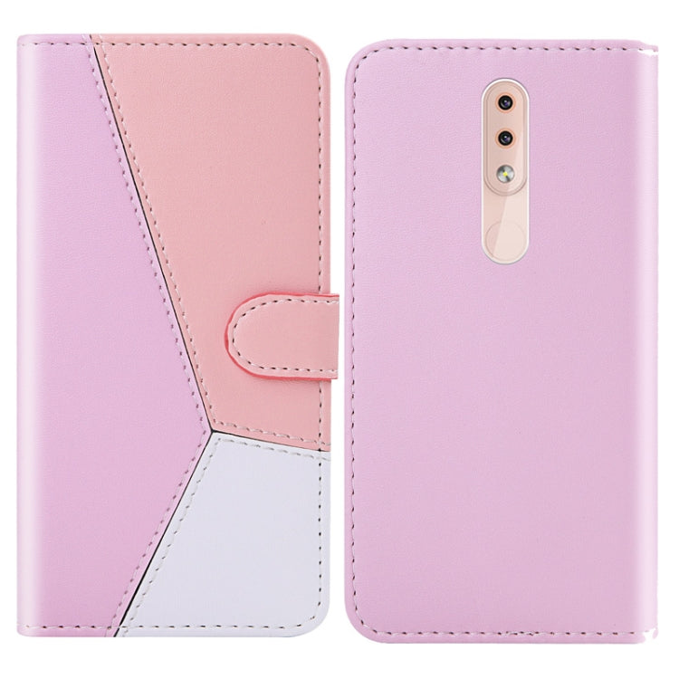 For Nokia 4.2 Tricolor Stitching Horizontal Flip TPU + PU Leather Case with Holder & Card Slots & Wallet