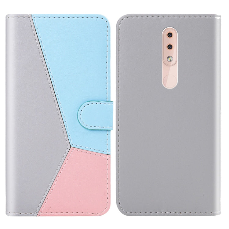 For Nokia 4.2 Tricolor Stitching Horizontal Flip TPU + PU Leather Case with Holder & Card Slots & Wallet