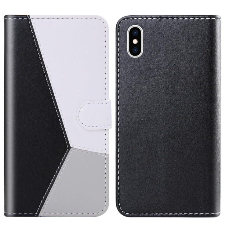 For iPhone X / XS Tricolor Stitching Horizontal Flip TPU + PU Leather Case with Holder & Card Slots & Wallet