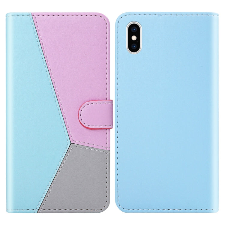 For iPhone X / XS Tricolor Stitching Horizontal Flip TPU + PU Leather Case with Holder & Card Slots & Wallet