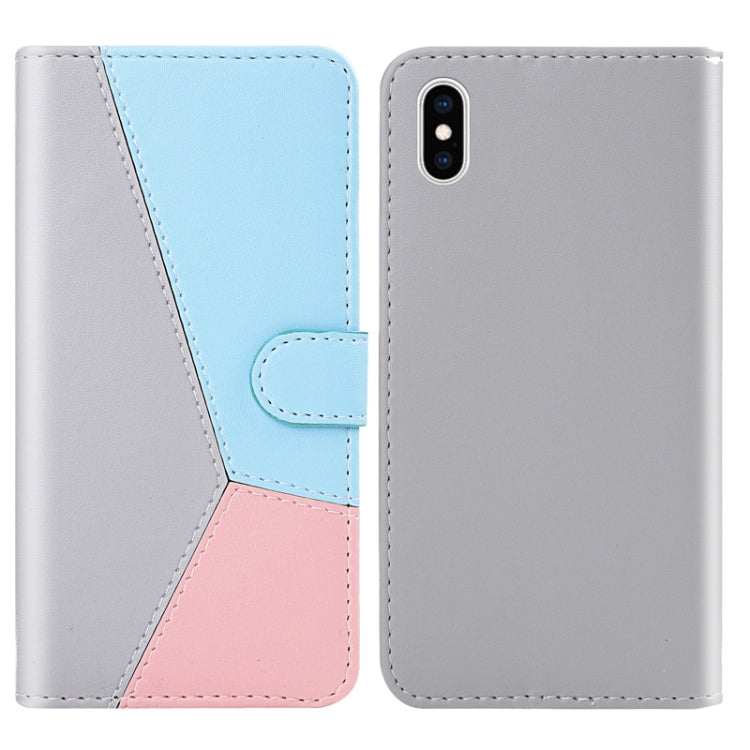 For iPhone X / XS Tricolor Stitching Horizontal Flip TPU + PU Leather Case with Holder & Card Slots & Wallet
