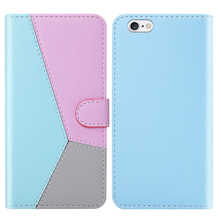 For iPhone 6s Plus / 6 Plus Tricolor Stitching Horizontal Flip TPU + PU Leather Case with Holder & Card Slots & Wallet