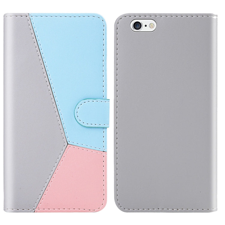 For iPhone 6s Plus / 6 Plus Tricolor Stitching Horizontal Flip TPU + PU Leather Case with Holder & Card Slots & Wallet