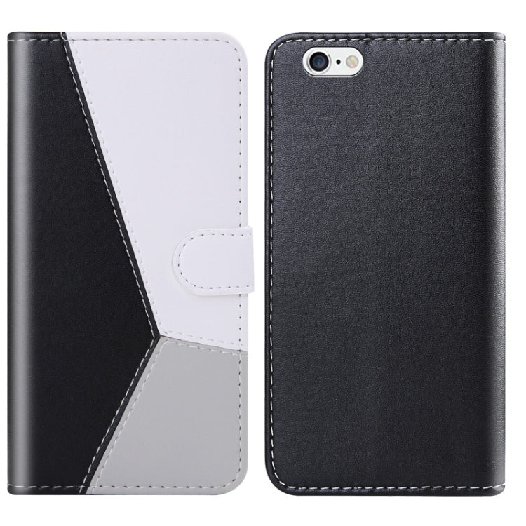 For iPhone SE 2022 / SE 2020 / 8 / 7 Tricolor Stitching Horizontal Flip TPU + PU Leather Case with Holder & Card Slots & Wallet