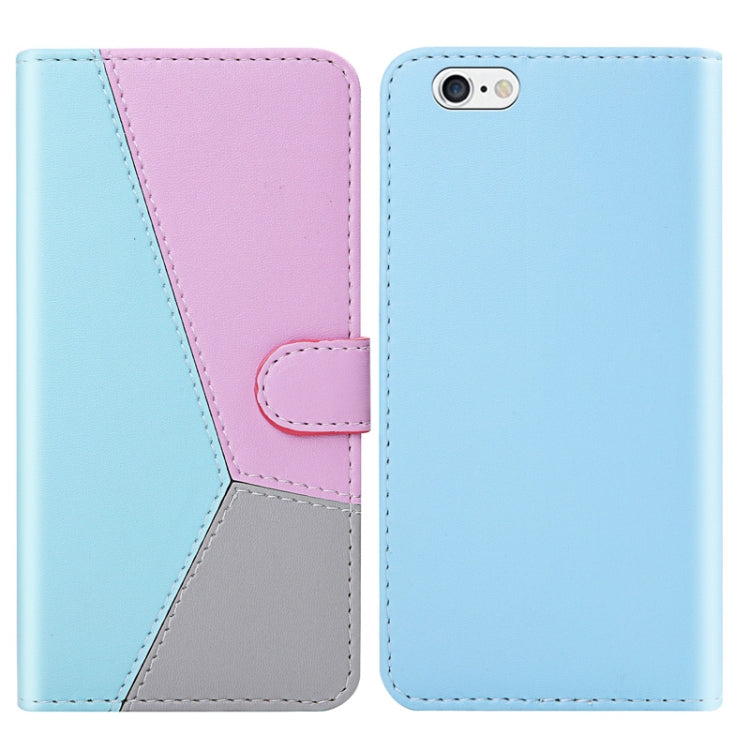 For iPhone SE 2022 / SE 2020 / 8 / 7 Tricolor Stitching Horizontal Flip TPU + PU Leather Case with Holder & Card Slots & Wallet