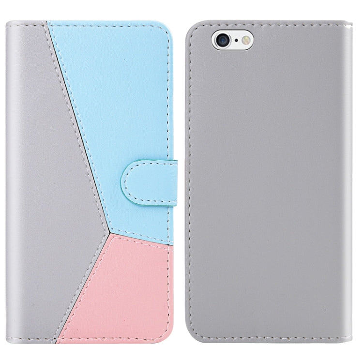 For iPhone SE 2022 / SE 2020 / 8 / 7 Tricolor Stitching Horizontal Flip TPU + PU Leather Case with Holder & Card Slots & Wallet