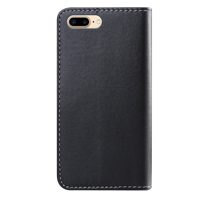 For iPhone 8 Plus / 7 Plus Tricolor Stitching Horizontal Flip TPU + PU Leather Case with Holder & Card Slots & Wallet