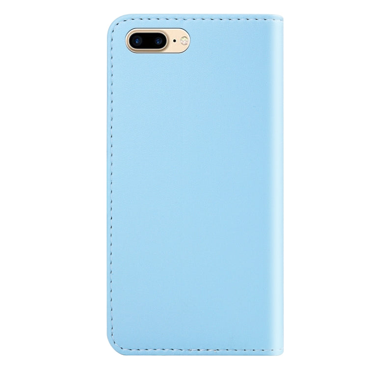 For iPhone 8 Plus / 7 Plus Tricolor Stitching Horizontal Flip TPU + PU Leather Case with Holder & Card Slots & Wallet