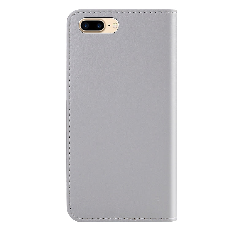 For iPhone 8 Plus / 7 Plus Tricolor Stitching Horizontal Flip TPU + PU Leather Case with Holder & Card Slots & Wallet