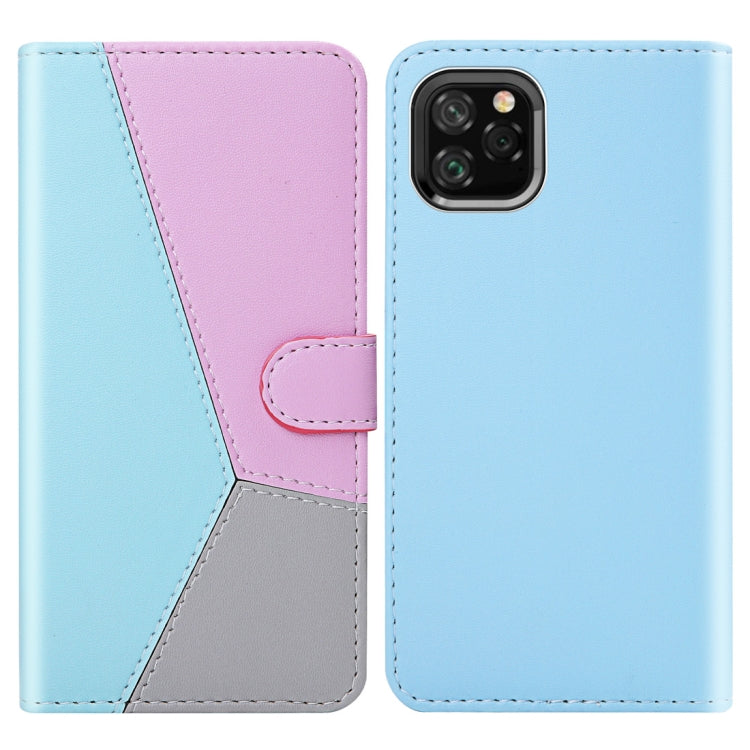 For iPhone 11 Tricolor Stitching Horizontal Flip TPU + PU Leather Case with Holder & Card Slots & Wallet