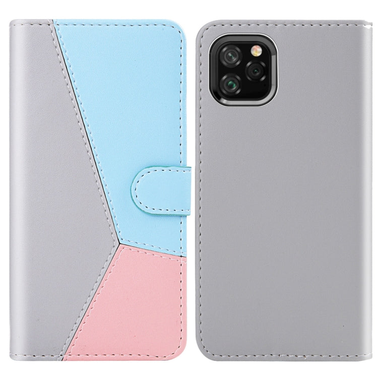 For iPhone 11 Tricolor Stitching Horizontal Flip TPU + PU Leather Case with Holder & Card Slots & Wallet