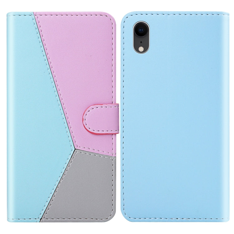 For iPhone XR Tricolor Stitching Horizontal Flip TPU + PU Leather Case with Holder & Card Slots & Wallet