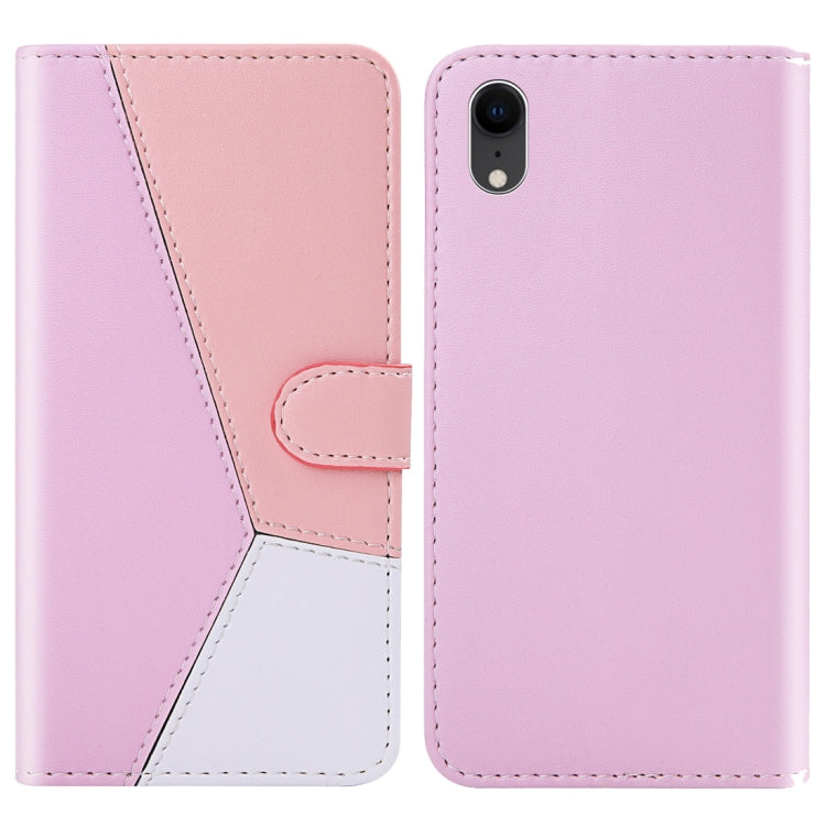 For iPhone XR Tricolor Stitching Horizontal Flip TPU + PU Leather Case with Holder & Card Slots & Wallet