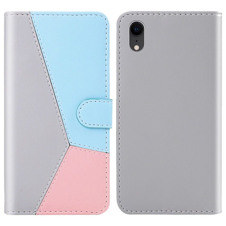 For iPhone XR Tricolor Stitching Horizontal Flip TPU + PU Leather Case with Holder & Card Slots & Wallet