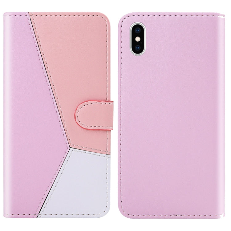 For iPhone XS Max Tricolor Stitching Horizontal Flip TPU + PU Leather Case with Holder & Card Slots & Wallet