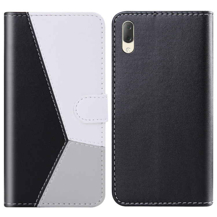 For Sony Xperia L3 Tricolor Stitching Horizontal Flip TPU + PU Leather Case with Holder & Card Slots & Wallet