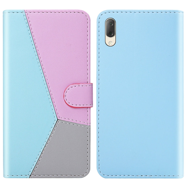 For Sony Xperia L3 Tricolor Stitching Horizontal Flip TPU + PU Leather Case with Holder & Card Slots & Wallet