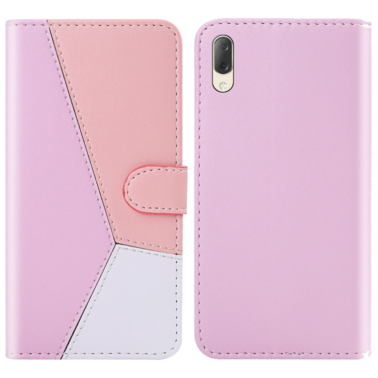 For Sony Xperia L3 Tricolor Stitching Horizontal Flip TPU + PU Leather Case with Holder & Card Slots & Wallet