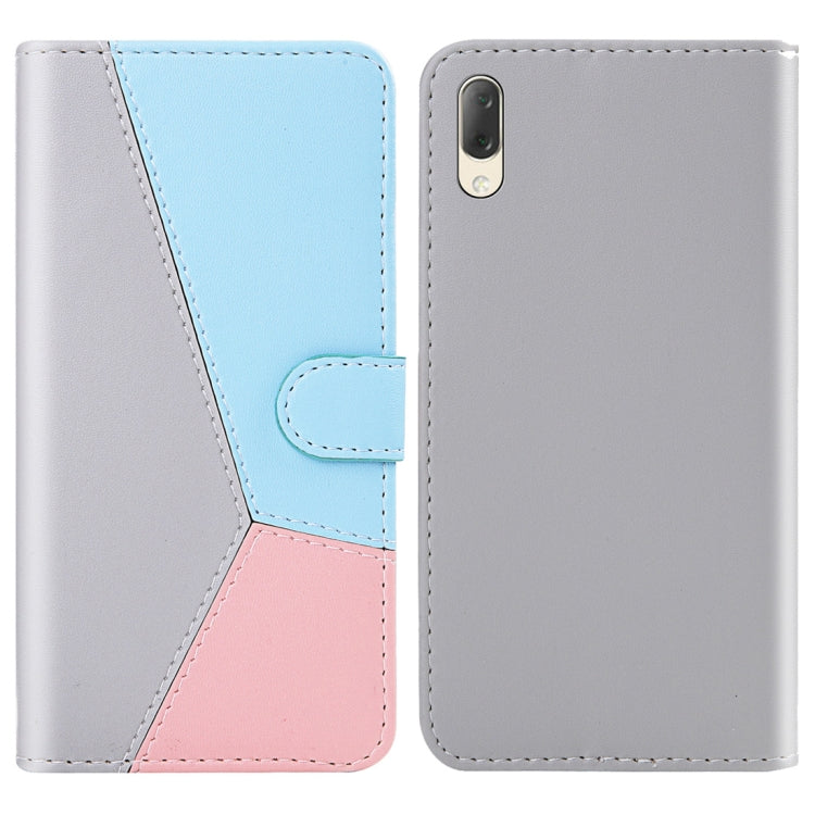 For Sony Xperia L3 Tricolor Stitching Horizontal Flip TPU + PU Leather Case with Holder & Card Slots & Wallet