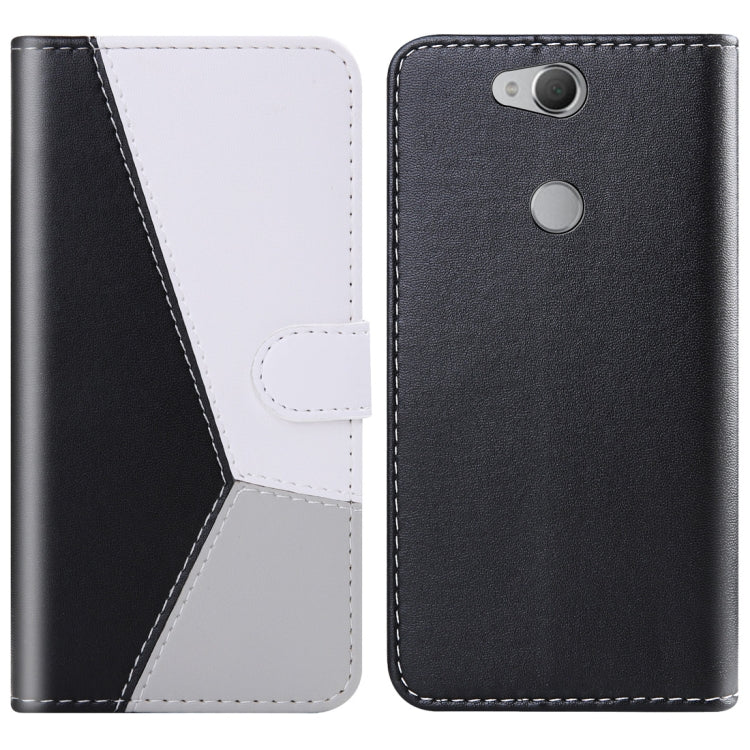 For Sony Xperia XA2 Tricolor Stitching Horizontal Flip TPU + PU Leather Case with Holder & Card Slots & Wallet