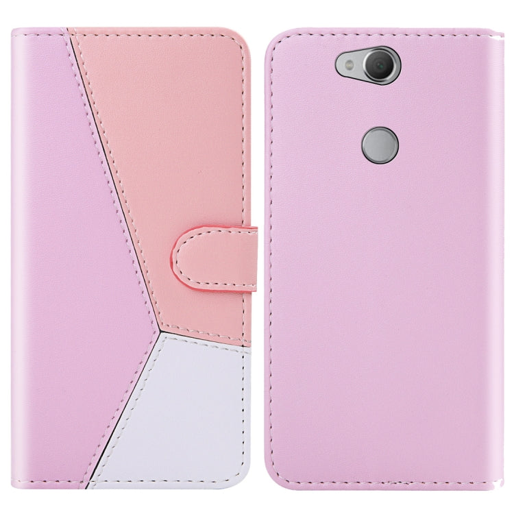 For Sony Xperia XA2 Tricolor Stitching Horizontal Flip TPU + PU Leather Case with Holder & Card Slots & Wallet