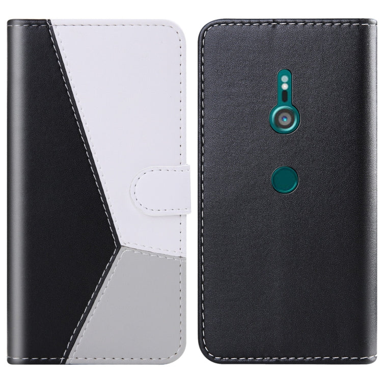 For Sony Xperia XZ3 Tricolor Stitching Horizontal Flip TPU + PU Leather Case with Holder & Card Slots & Wallet