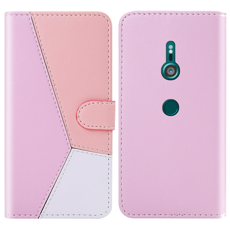 For Sony Xperia XZ3 Tricolor Stitching Horizontal Flip TPU + PU Leather Case with Holder & Card Slots & Wallet