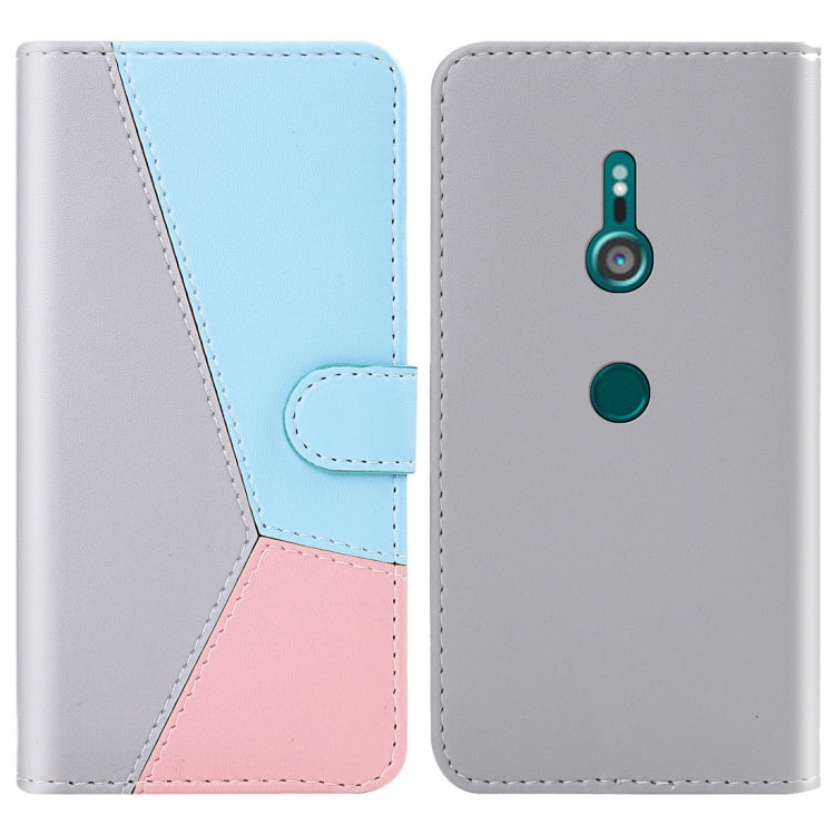For Sony Xperia XZ3 Tricolor Stitching Horizontal Flip TPU + PU Leather Case with Holder & Card Slots & Wallet