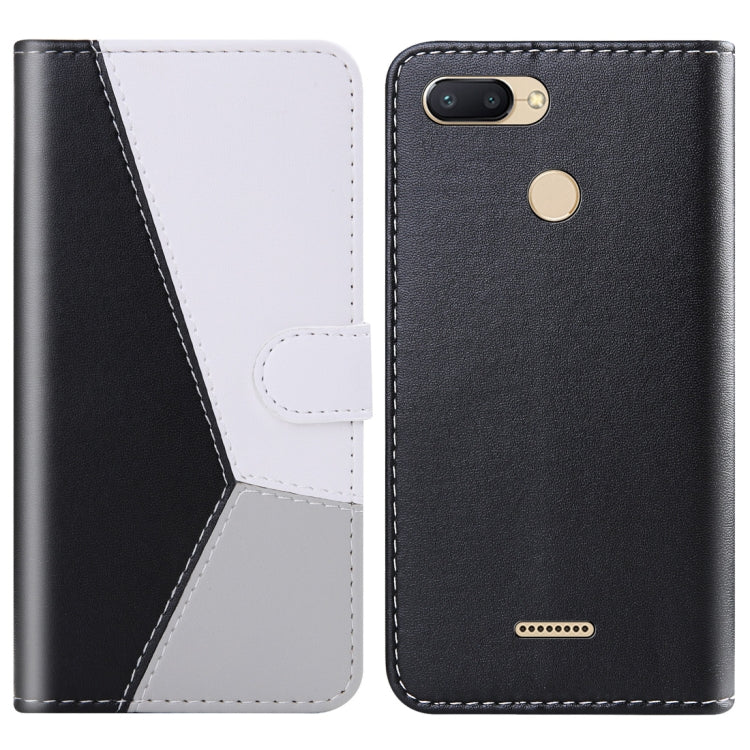 For Xiaomi Redmi 6 / 6A Tricolor Stitching Horizontal Flip TPU + PU Leather Case with Holder & Card Slots & Wallet