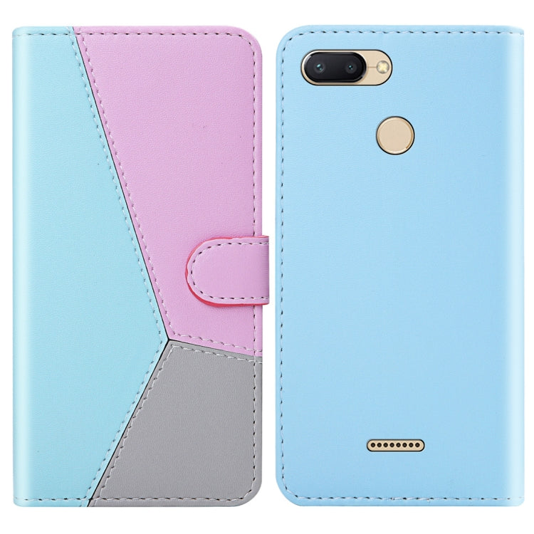 For Xiaomi Redmi 6 / 6A Tricolor Stitching Horizontal Flip TPU + PU Leather Case with Holder & Card Slots & Wallet