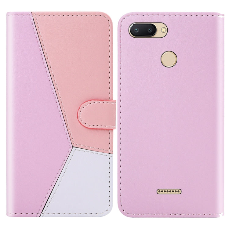 For Xiaomi Redmi 6 / 6A Tricolor Stitching Horizontal Flip TPU + PU Leather Case with Holder & Card Slots & Wallet