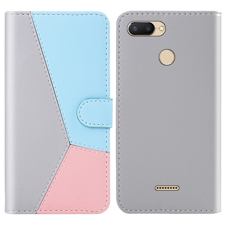 For Xiaomi Redmi 6 / 6A Tricolor Stitching Horizontal Flip TPU + PU Leather Case with Holder & Card Slots & Wallet