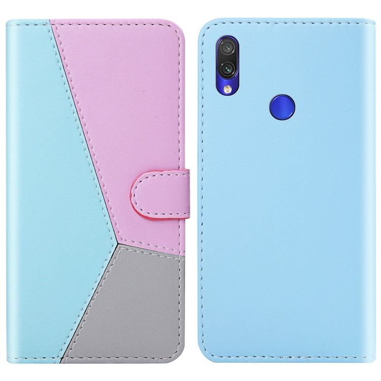 For Xiaomi Redmi 7 Tricolor Stitching Horizontal Flip TPU + PU Leather Case with Holder & Card Slots & Wallet