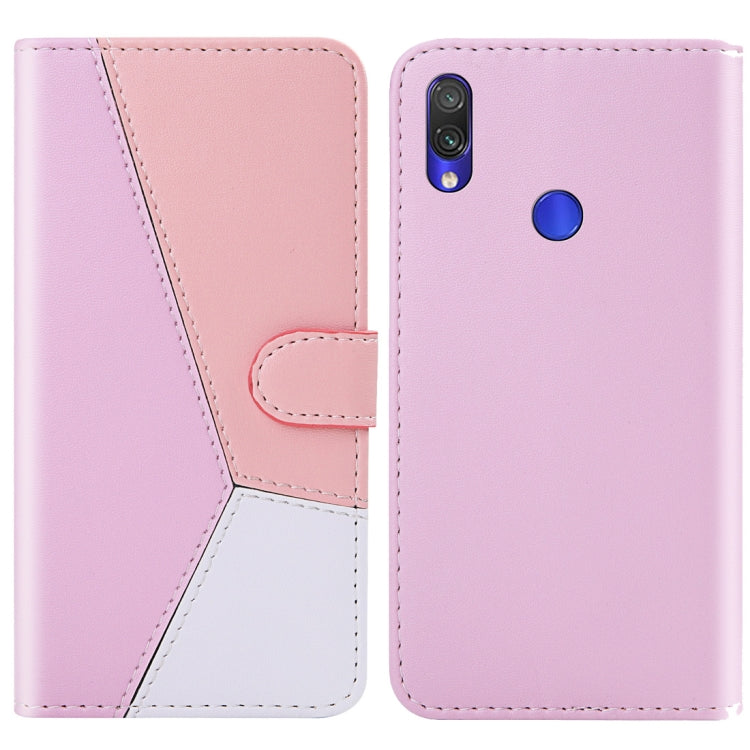 For Xiaomi Redmi 7 Tricolor Stitching Horizontal Flip TPU + PU Leather Case with Holder & Card Slots & Wallet