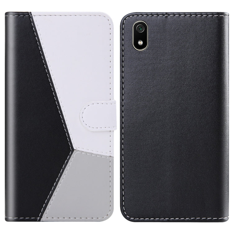 For Xiaomi Redmi 7A Tricolor Stitching Horizontal Flip TPU + PU Leather Case with Holder & Card Slots & Wallet