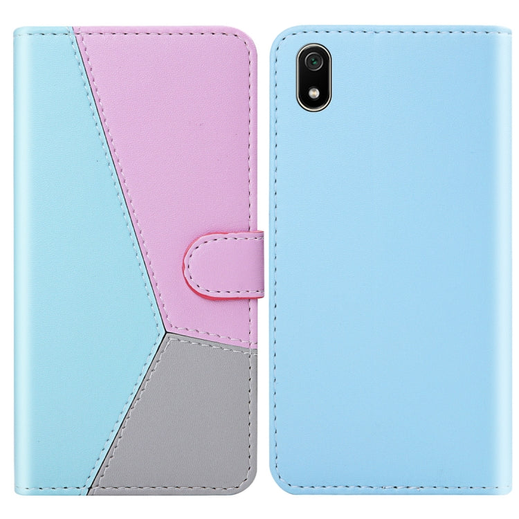 For Xiaomi Redmi 7A Tricolor Stitching Horizontal Flip TPU + PU Leather Case with Holder & Card Slots & Wallet