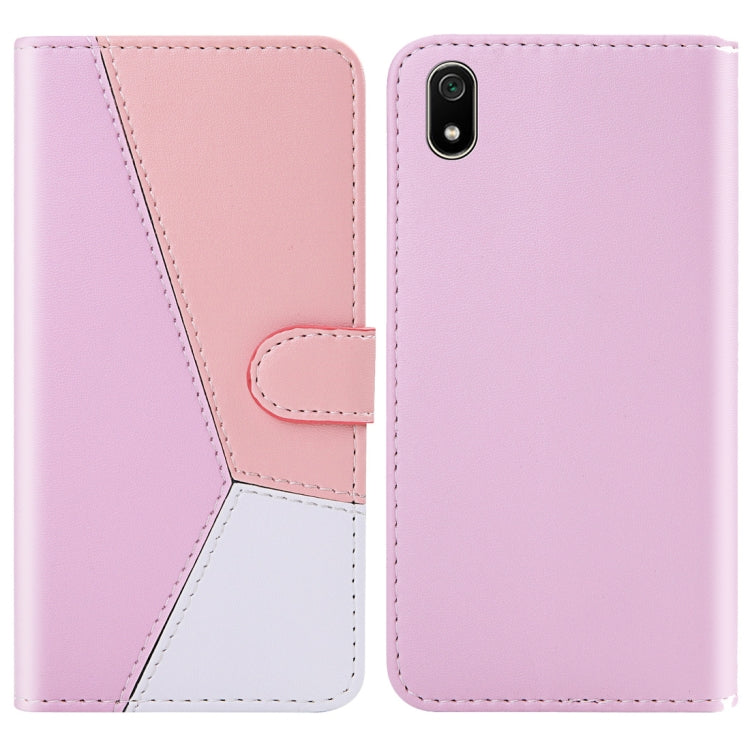 For Xiaomi Redmi 7A Tricolor Stitching Horizontal Flip TPU + PU Leather Case with Holder & Card Slots & Wallet