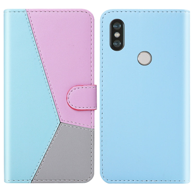 For Xiaomi Redmi Note 5 Pro Tricolor Stitching Horizontal Flip TPU + PU Leather Case with Holder & Card Slots & Wallet