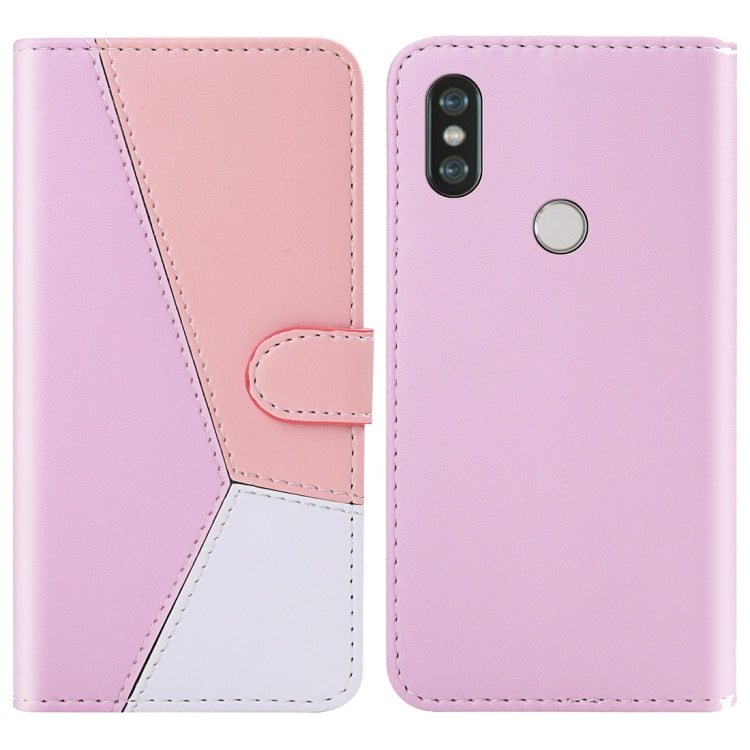 For Xiaomi Redmi Note 5 Pro Tricolor Stitching Horizontal Flip TPU + PU Leather Case with Holder & Card Slots & Wallet