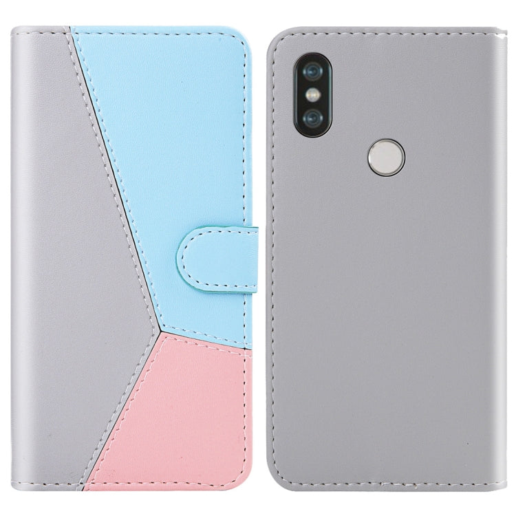 For Xiaomi Redmi Note 5 Pro Tricolor Stitching Horizontal Flip TPU + PU Leather Case with Holder & Card Slots & Wallet