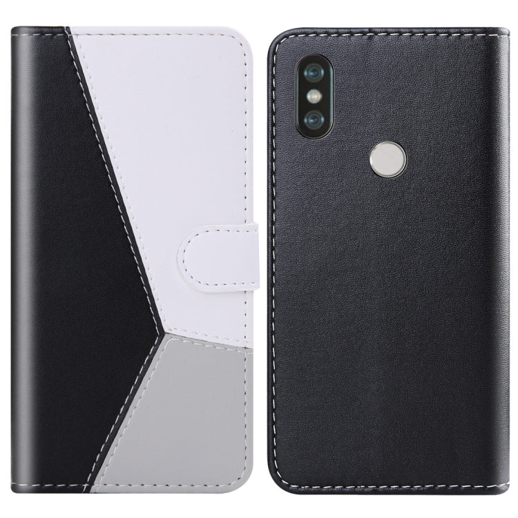 For Xiaomi Redmi Note 6 Pro Tricolor Stitching Horizontal Flip TPU + PU Leather Case with Holder & Card Slots & Wallet