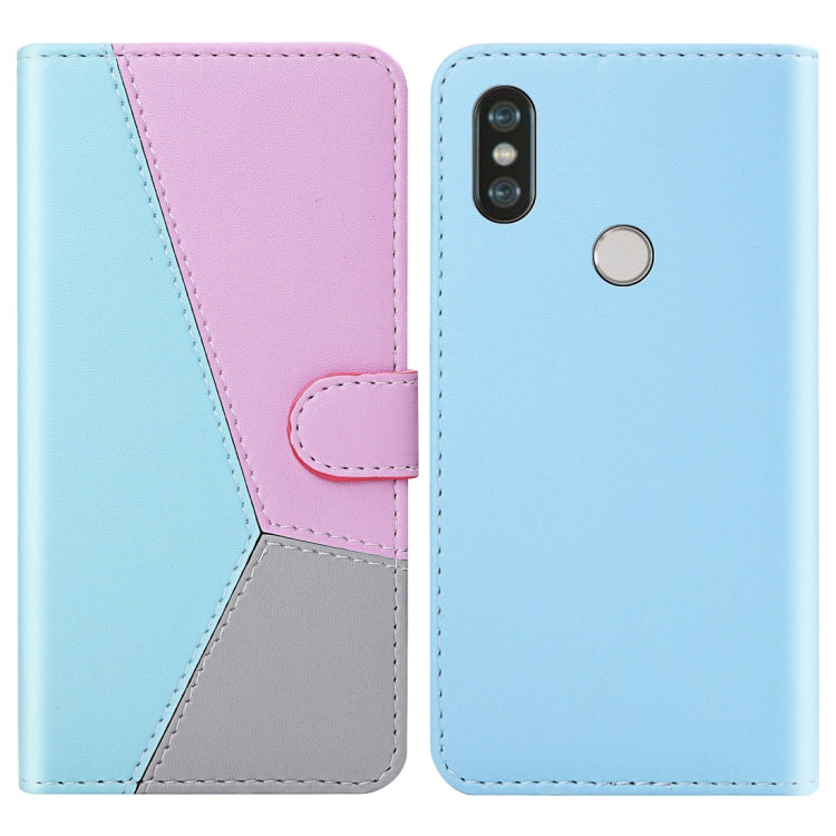 For Xiaomi Redmi Note 6 Pro Tricolor Stitching Horizontal Flip TPU + PU Leather Case with Holder & Card Slots & Wallet