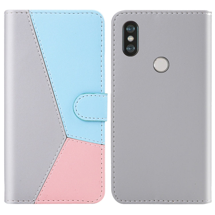 For Xiaomi Redmi Note 6 Pro Tricolor Stitching Horizontal Flip TPU + PU Leather Case with Holder & Card Slots & Wallet