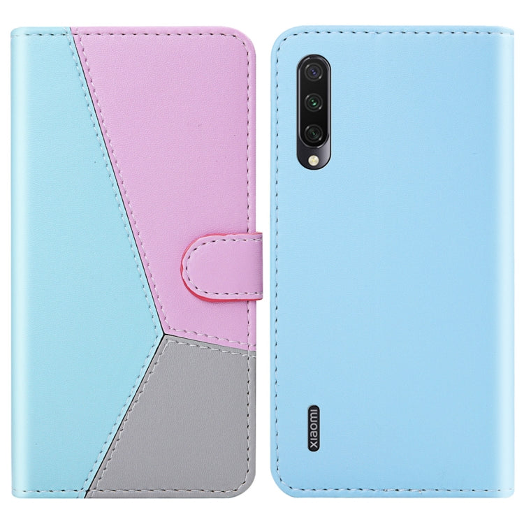 For Xiaomi Mi A3 / Mi CC9e Tricolor Stitching Horizontal Flip TPU + PU Leather Case with Holder & Card Slots & Wallet