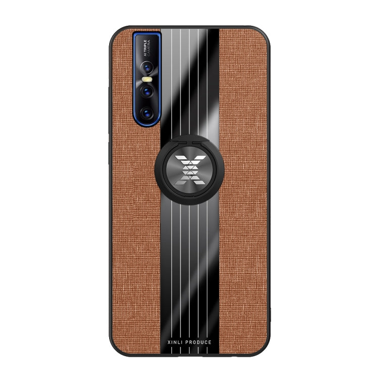 For Vivo S1 Pro XINLI Stitching Cloth Texture Shockproof TPU Protective Case with Ring Holder