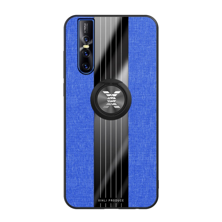 For Vivo S1 Pro XINLI Stitching Cloth Texture Shockproof TPU Protective Case with Ring Holder