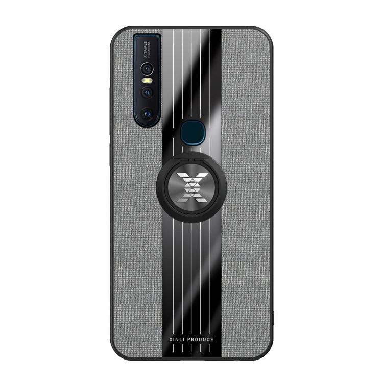 For Vivo S1 / V15 XINLI Stitching Cloth Texture Shockproof TPU Protective Case with Ring Holder