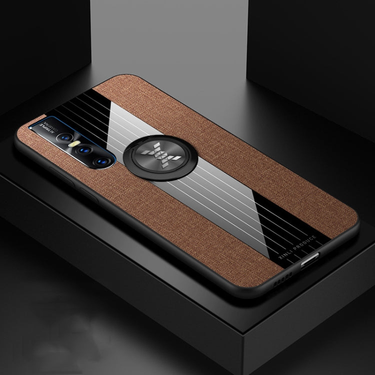 For Vivo S1 / V15 XINLI Stitching Cloth Texture Shockproof TPU Protective Case with Ring Holder